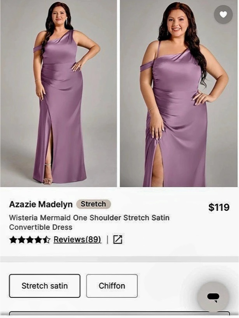 Azazie Madelyn Satin Off-Shoulder Maxi Dress Size 16 NWT